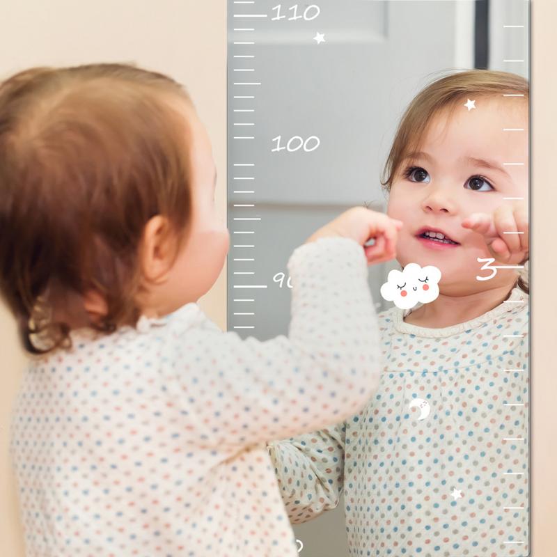 Height Growth Chart Ruler Shatterproof Acrylic Height Measurement Mirror Ruler Wall Decoration Full Body Mirror With Tape
