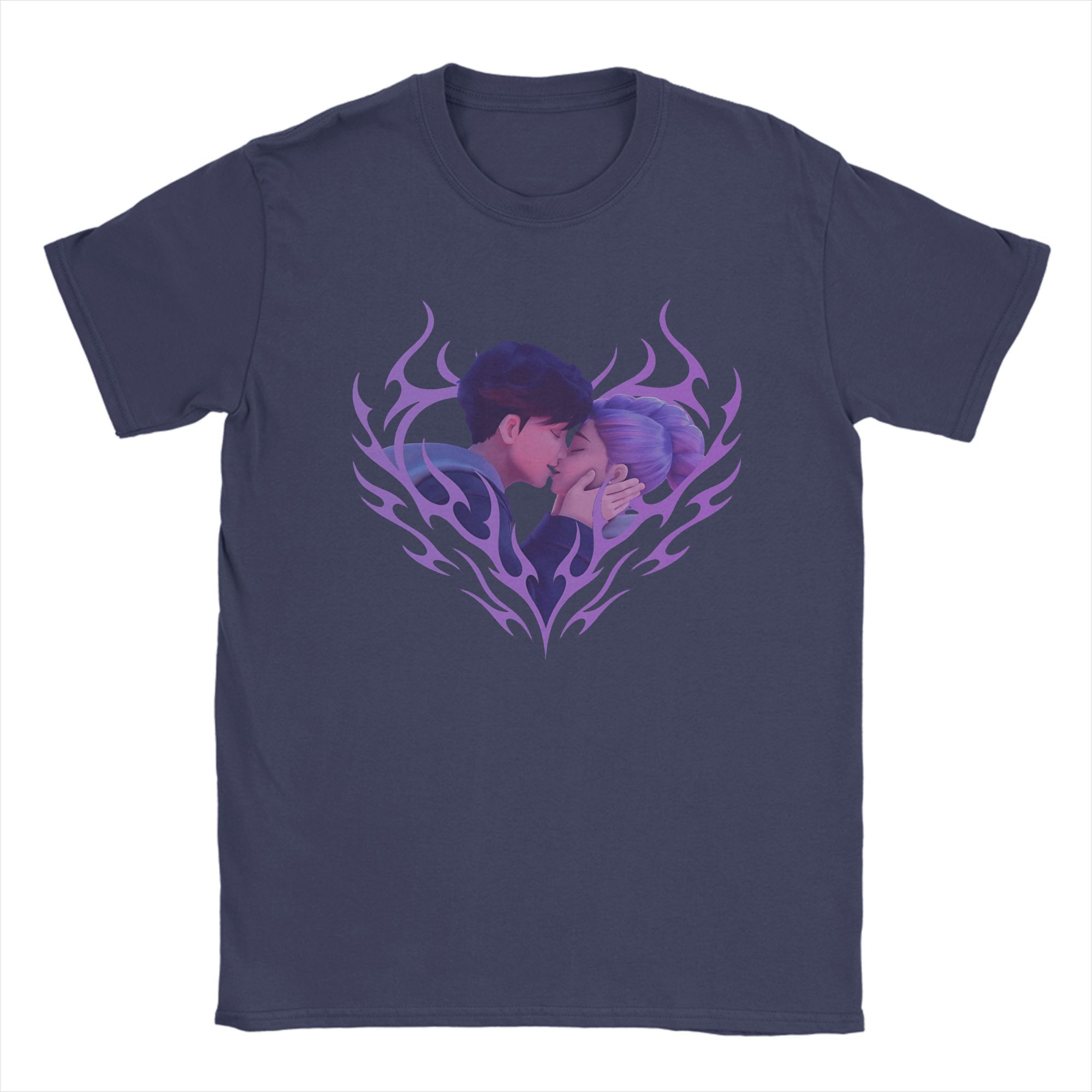 

Men s Kpop Demon Hunters Jinu And Rumi Heart T Shirts Cotton Clothes Novelty Short Sleeve O Neck Tee Shirt Original T-Shirts 4XL