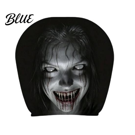 Removable Headrest Cover Ghost Face Car Covers Scary Seat Adjustable Protector Universal Stretchy Accessory for Most Cars