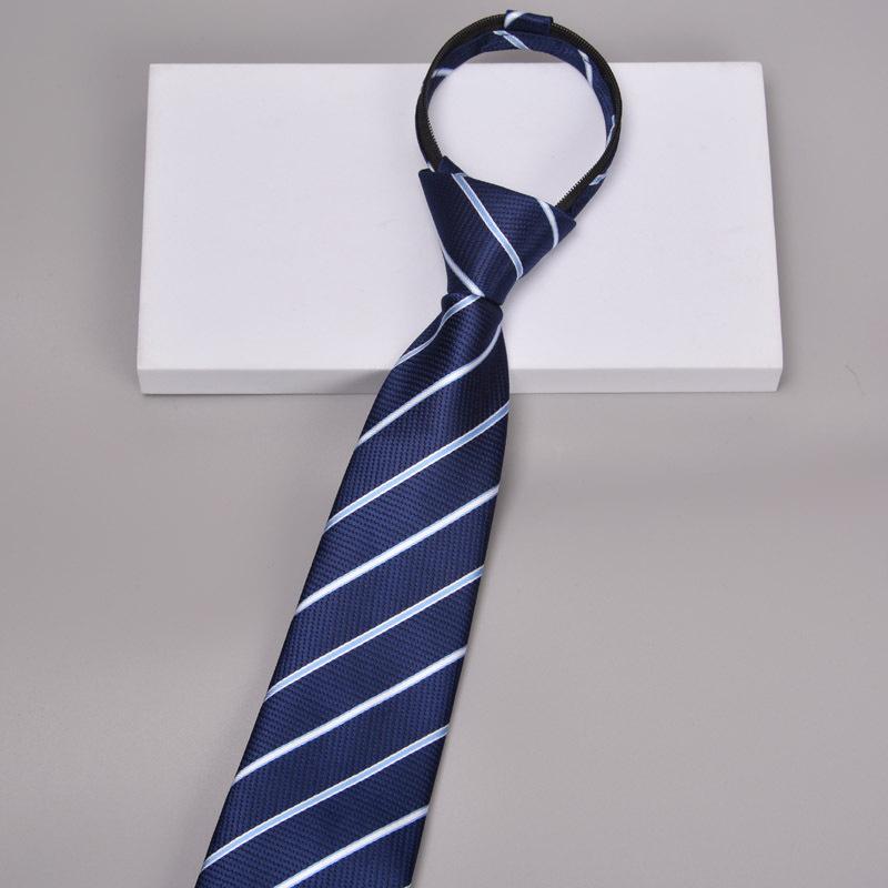 Krawatte Herren Reißverschluss Knotenfrei Klassisch Blau Schwarz Burgunder Einfarbig Gestreift Anzug Kleid Kragen