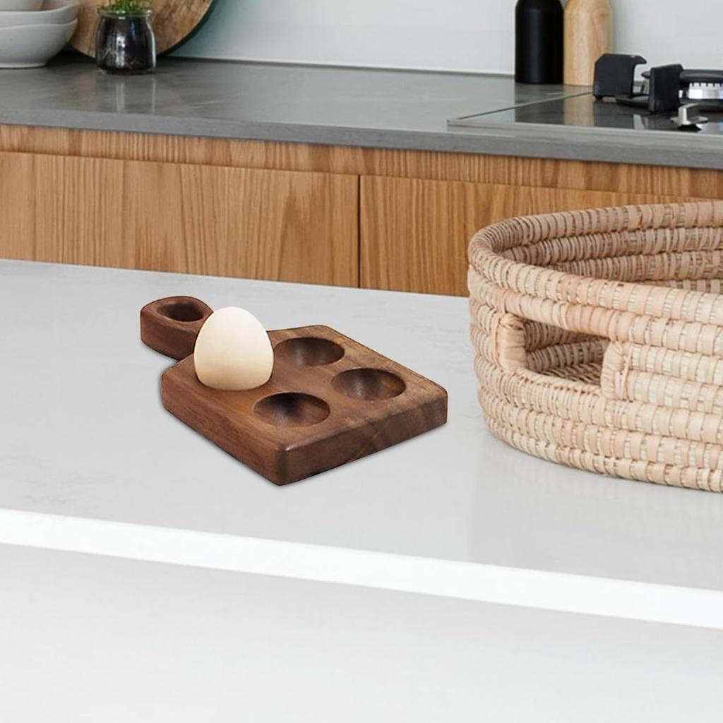 Wood Egg Holder Egg Organizer Rack Stackable Wooden Egg Storage Tray Wooden Egg Tray for Kitchen Restaurant Fridge Countertop