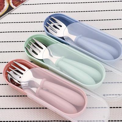 Baby Gadgets Tableware Set Children Utensil Stainless Steel Toddler Dinnerware Cutlery Cartoon Infant Food Feeding Spoon Fork