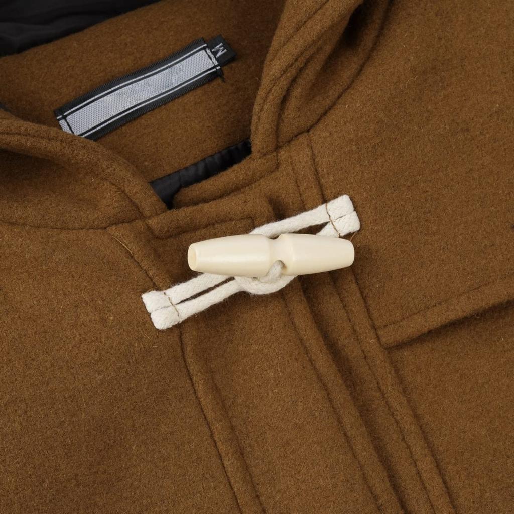 FOMANSH Duffle Coat with Hood Brown 5XL (Men’s Long Winter Coat)