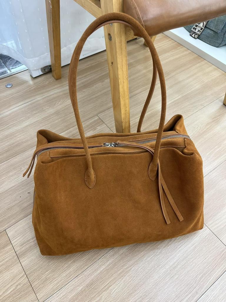 2025 Autumn and Winter Large Capacity Tote Bag Suede Leather Tote Women's Bag Minimalist Shoulder Underarm Cowhide Handbag