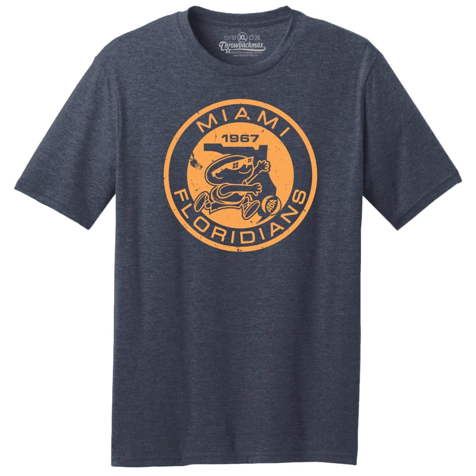 Miami Floridians 1967 ABA Logo Basketball TRI-BLEND Tee Shirt - Navy Heather S
