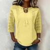 Womens Spring Tops Lace Patchwork 34 Sleeve Summer Shirts for Women Casual Loose Womens Summer Shirts Blouse