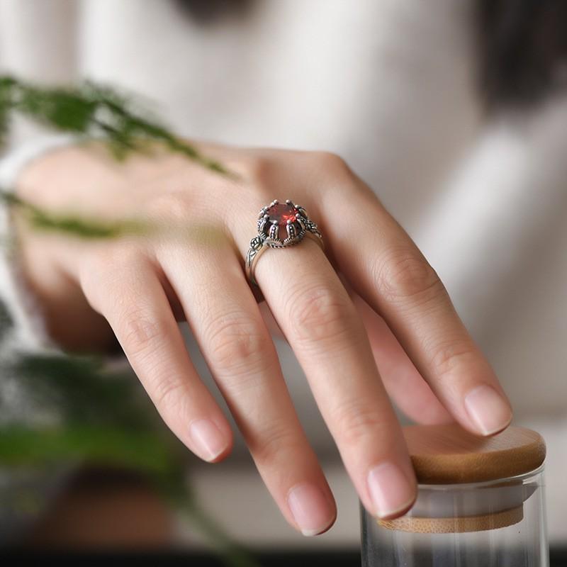 Adjustable Crown Ring Women Men Vintage Style Sterling Open Band Geometric Jewelry