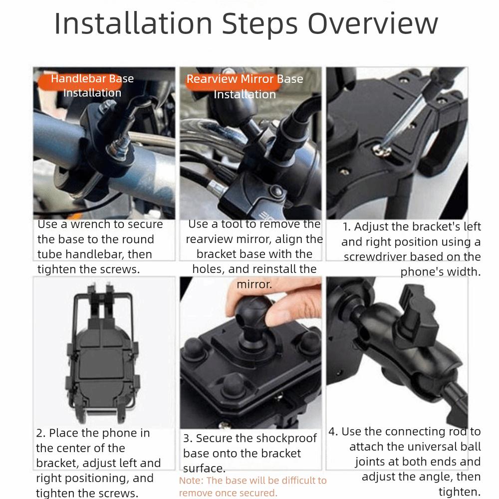 Eight Claw Fixed Motorcycle Phone Holder 360° Rotation Navigation Stand  Rear View Mirror