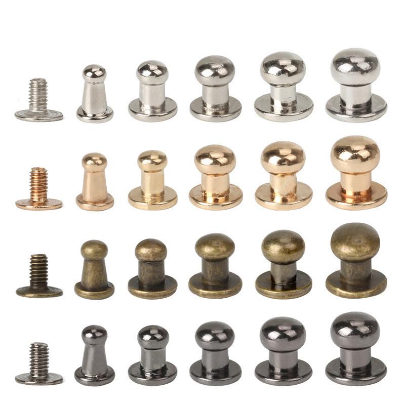 10pcs Copper Pacifier Nail Luggage Leather Metal Craft Screw Nail Rivets Buttons Screwback Round Head Studs Hardware Accessories