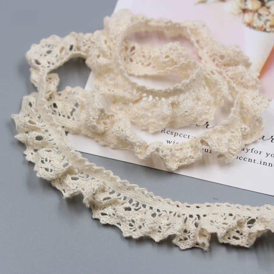 Off-White Elastic Cotton Lace Handmade Fabric Trim for Socks, Skirts, and Curtains - Zuleidezhu.