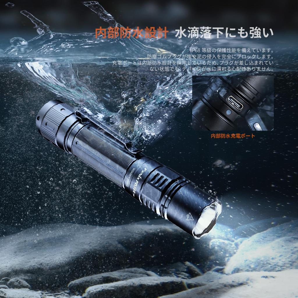 Fenix PD36R PRO Rechargeable LED 2800 Portable 380m 42 Hours of Battery Waterproof and Disaster High Tactical Handy for Outdoor 5000mAh Battery