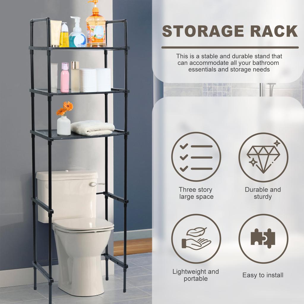 3 Tiers Over The Toilet Storage Metal Bathroom Shelves Space Saver Freestanding Above Over Toilet Storage Organizer for Bathroom