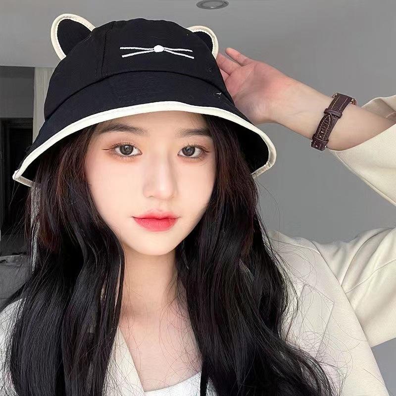 

Fisherman S Hat With Cat Ears Sun Hat, Street Style Hat For Women one size чёрный