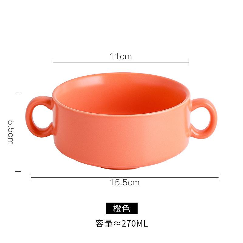 Ceramic Western Soup Cup Binaural Baking Small Bowl Dessert Bowl Bird'S Nest Bowl Tremella Steamed Egg Water-Proof Gift