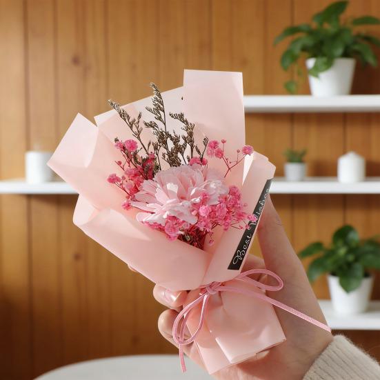 Mini Artificial Soap Flower Bouquet Faux Carnation/Sunflower Baby Breath Flower Arrangement Valentine's Day Gifts for Women Best Friend Girlfriend