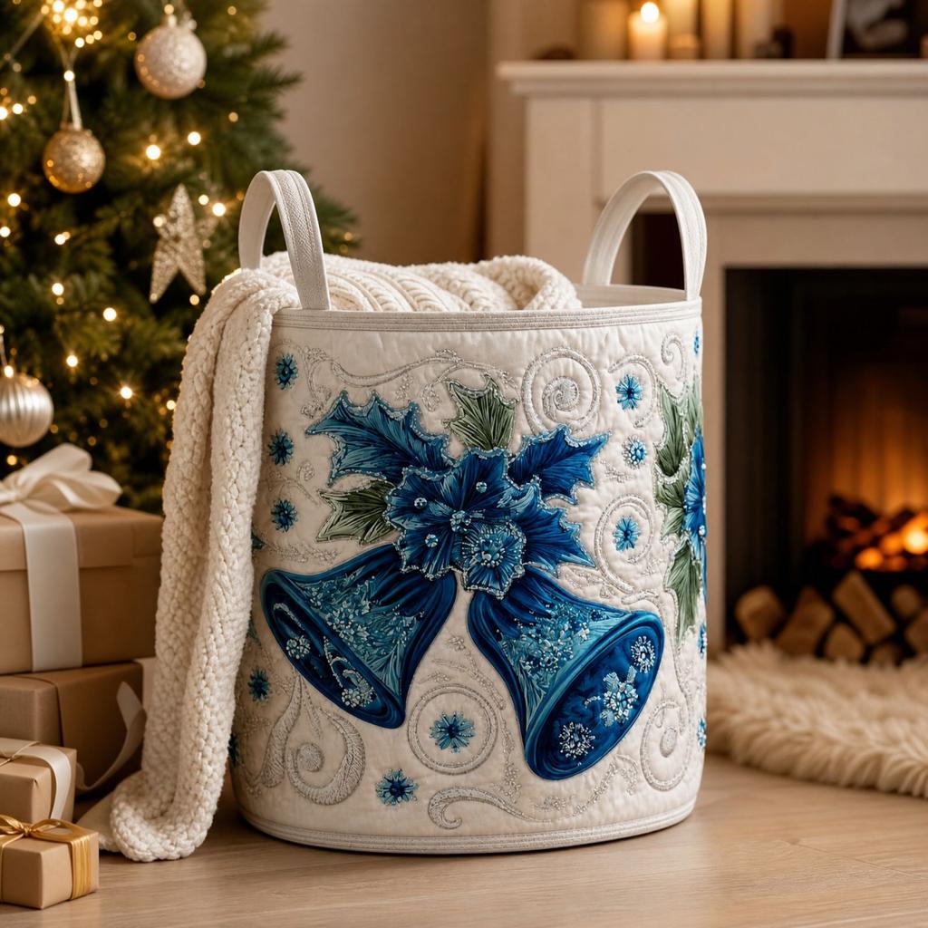 Weihnachtlicher gesteppter Aufbewahrungskorb mit festlichem Design für Kleidung, Spielzeug und Schlafzimmerorganisation