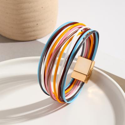 Colorful Bohemian Multi Layered Leather Wristband Jewelry Accessories Unisex Bracelet