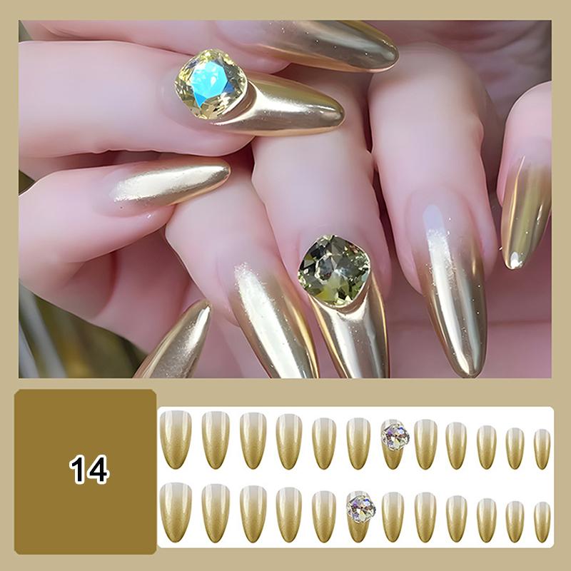 24/30Pcs Medium Fake Nail Set With Jelly Glue Gradient French Press On False Nail Elegantstyle Nails Full Cover Wearing False