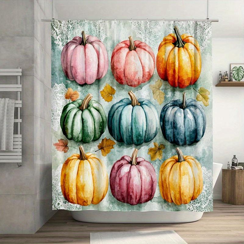 

Watercolor Pumpkin Shower Curtain - Autumn Harvest Art, Colorful Fall Decor For Cozy Home Bathroom W60H190(CM)-1 Pcs