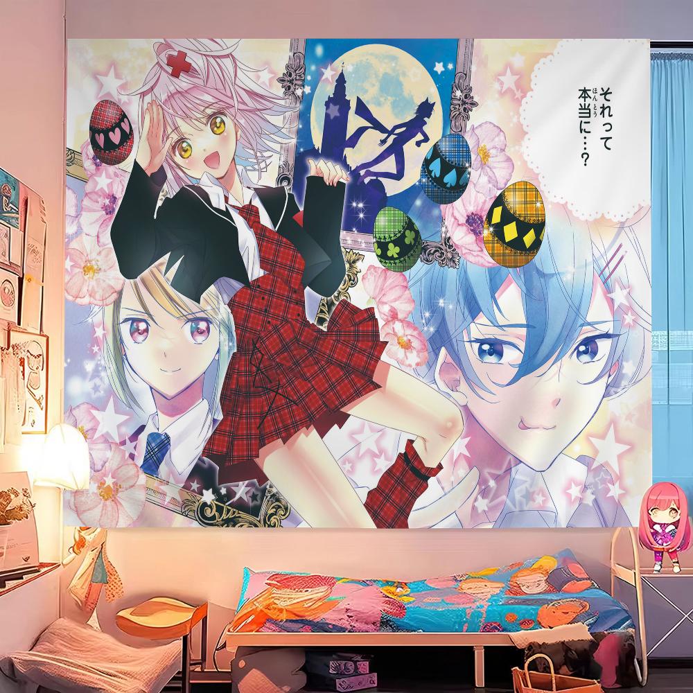 Classic Japanese Anime S-Shugo C-Chara Printed Large Wall Tapestry Hanging Tarot Hippie Wall Rugs Dorm Home Decor
