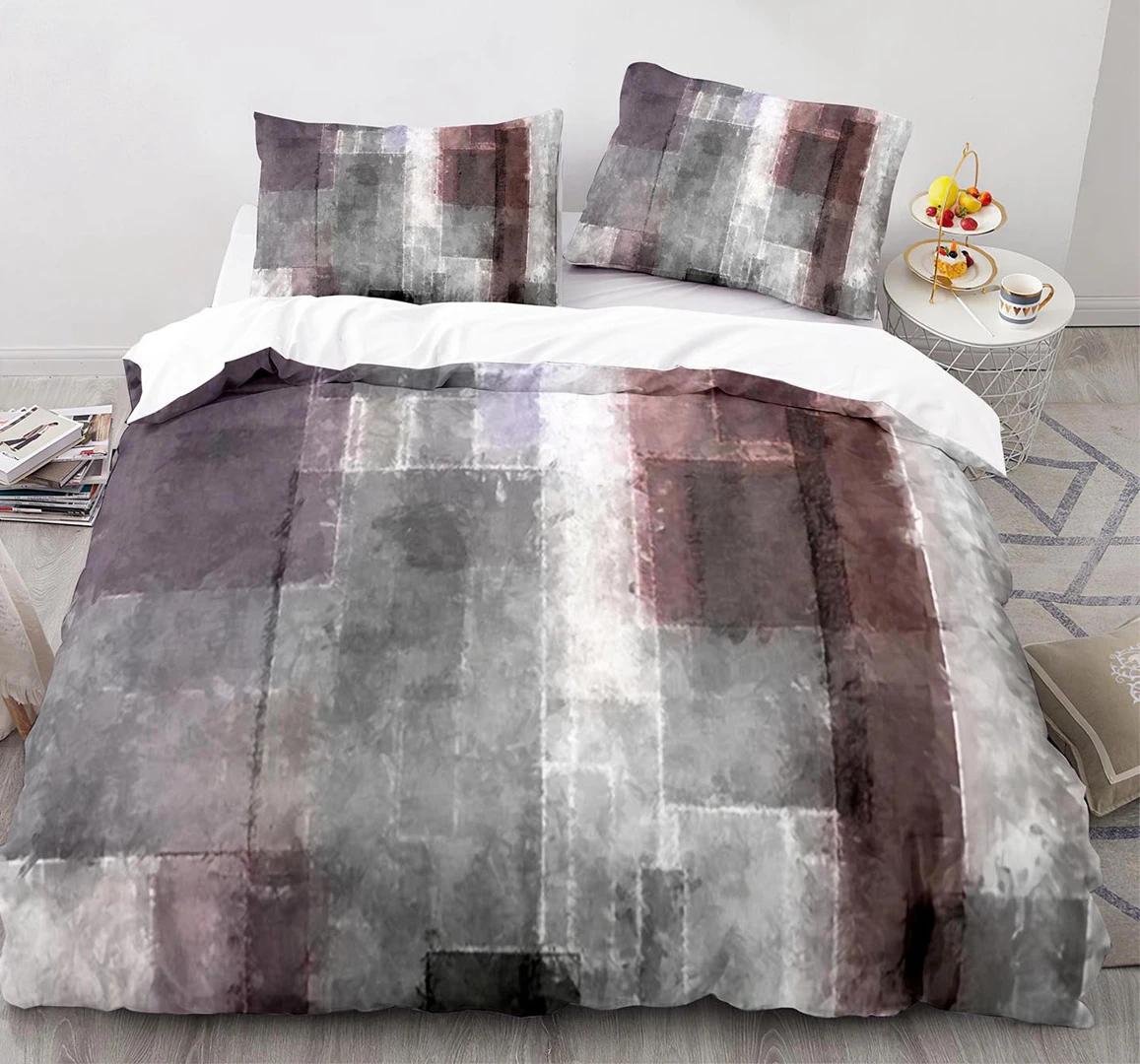 

Striped Plaid Patchwork Print Duvet Cover Queen King Size Green Blue Black Soft Single Bedding Set For Teens 3 Pcs EU Single(135x200cm)