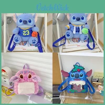 Stitch Plush Cartoon Shoulder Bag With Zipper For Casual Travel And Gift