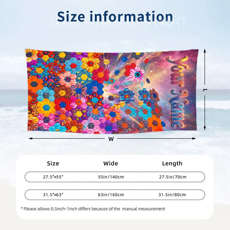 Floral Theme Beach Towel Personalized Custom Name & Text Soft Quick Dry Beach Towel for Swimming Travel