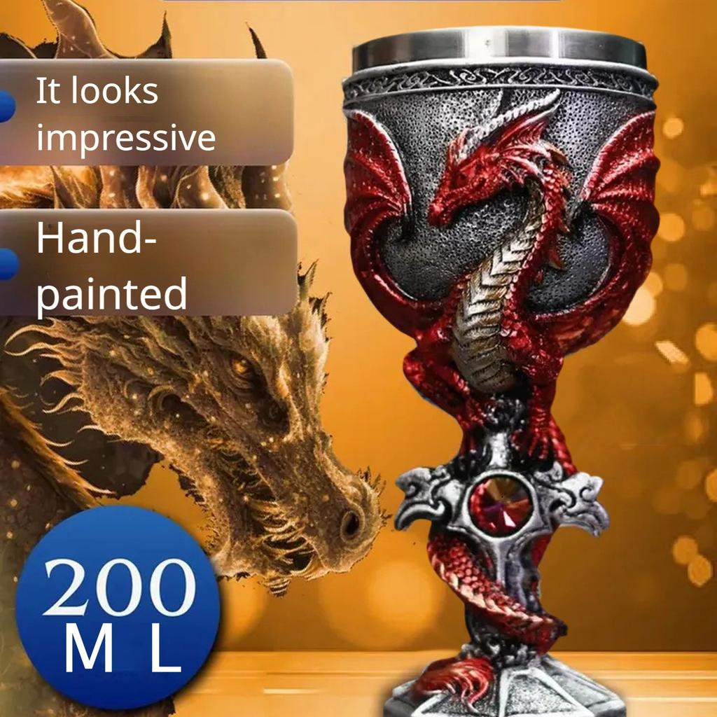 Evil Dragon Red Wine Glass Stainless Steel Wine Glass  Dragon Tall Glasses
