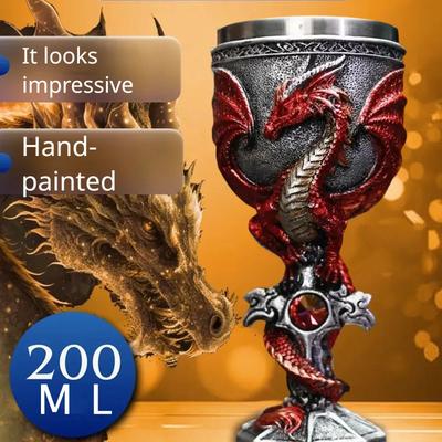 Evil Dragon Red Wine Glass Stainless Steel Wine Glass  Dragon Tall Glasses