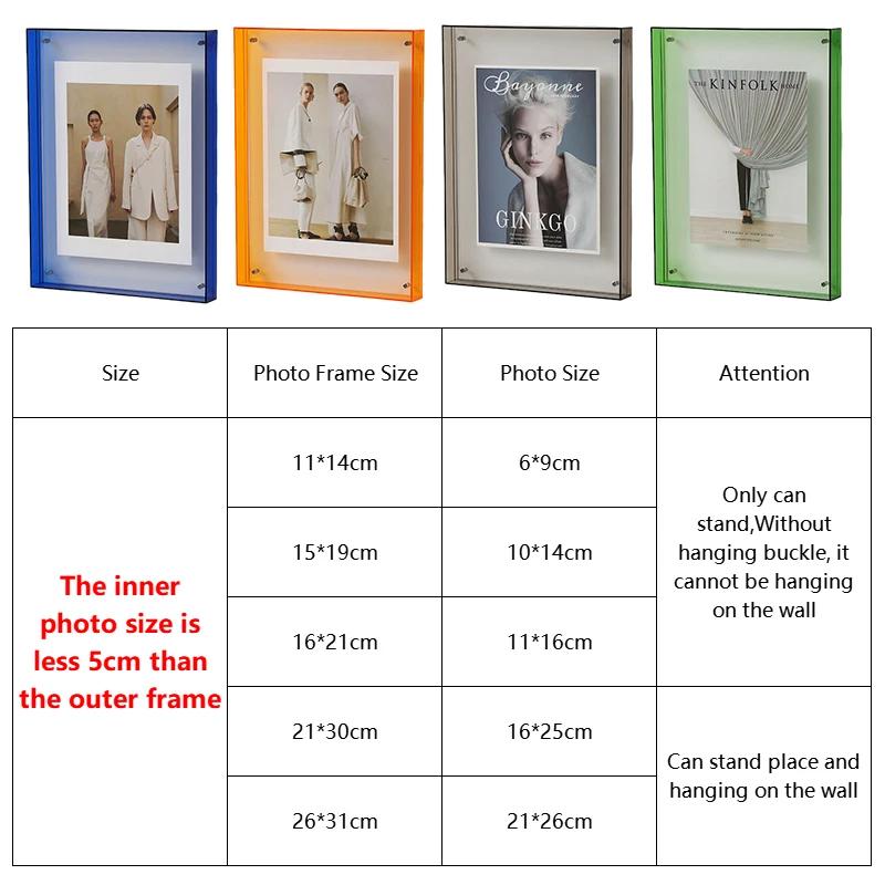 Acrylic Photo Frame Box Transparent Photocard Holder Interior Frame Picture Display Stand Office Home Desktop Wall Decoration