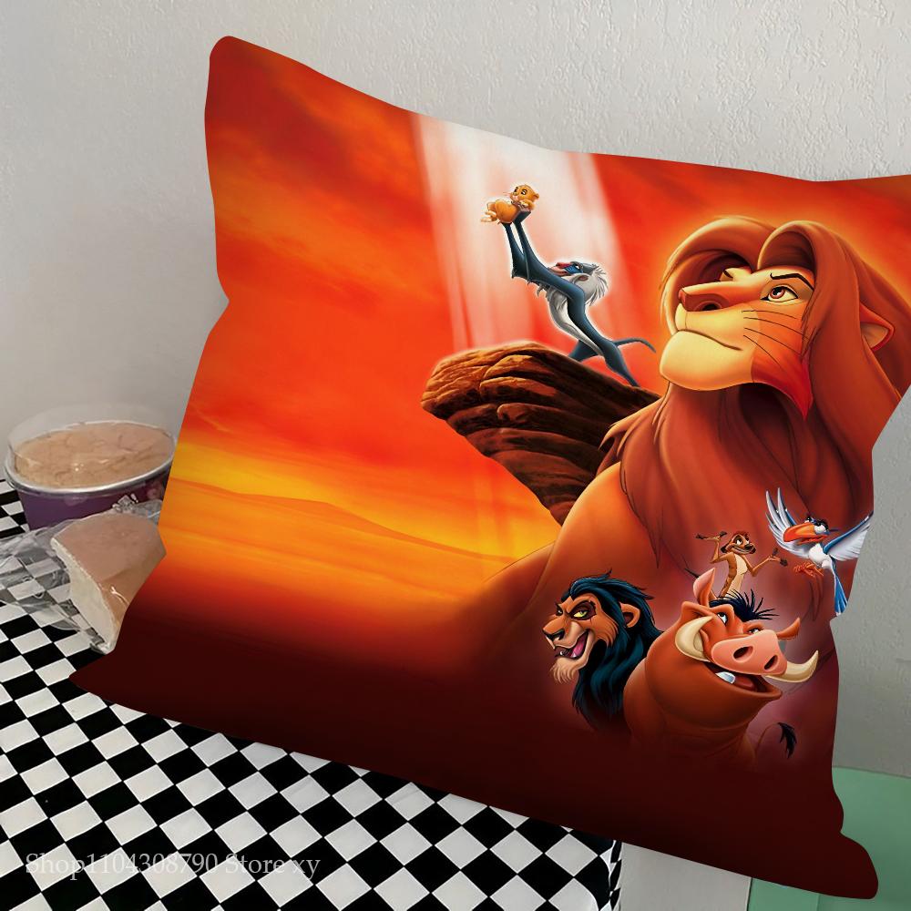 Kreslený Král lev Povlak na polštář Módní čtvercový povlak na polštář Ložnice Pohovka Místnost Ins Dekorace Volný povlak na polštář 40x40