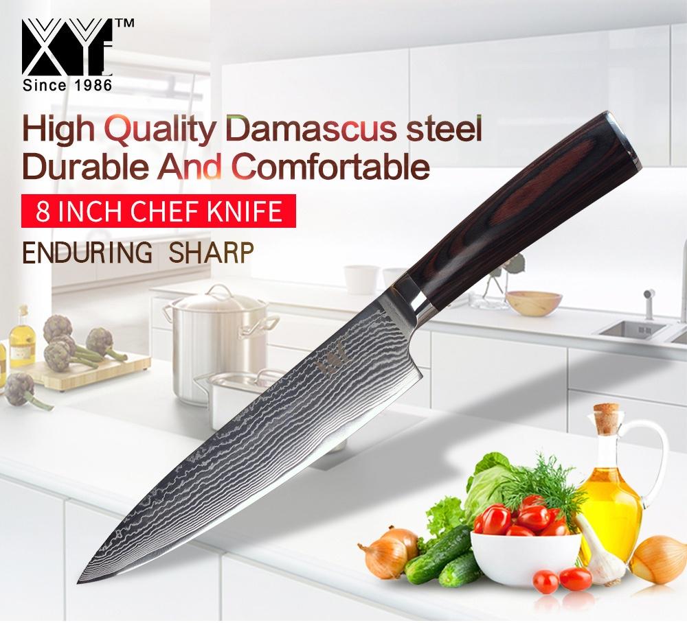 Buy XYj Brand Kitchen Knives 8 inch Damascus Steel Chef Knife Beauty Pattern Lightweight Effort