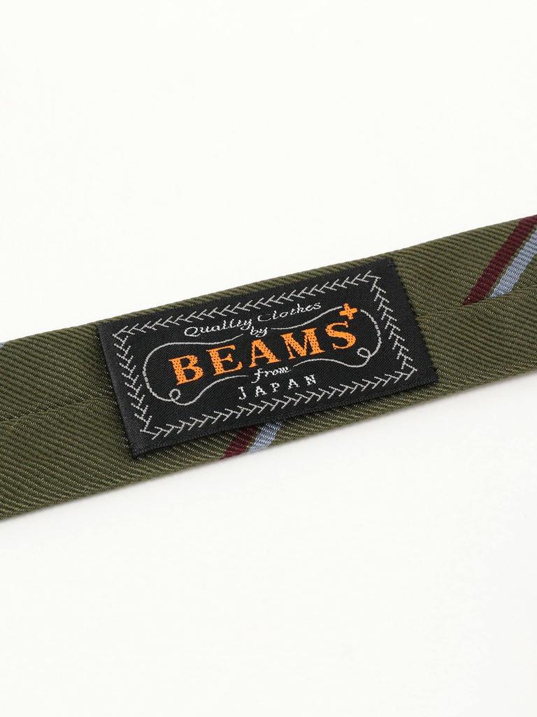 [BEAMS PLUS] Silk Wide Regimental Tie for Men, Green, Free Size, 38440015107