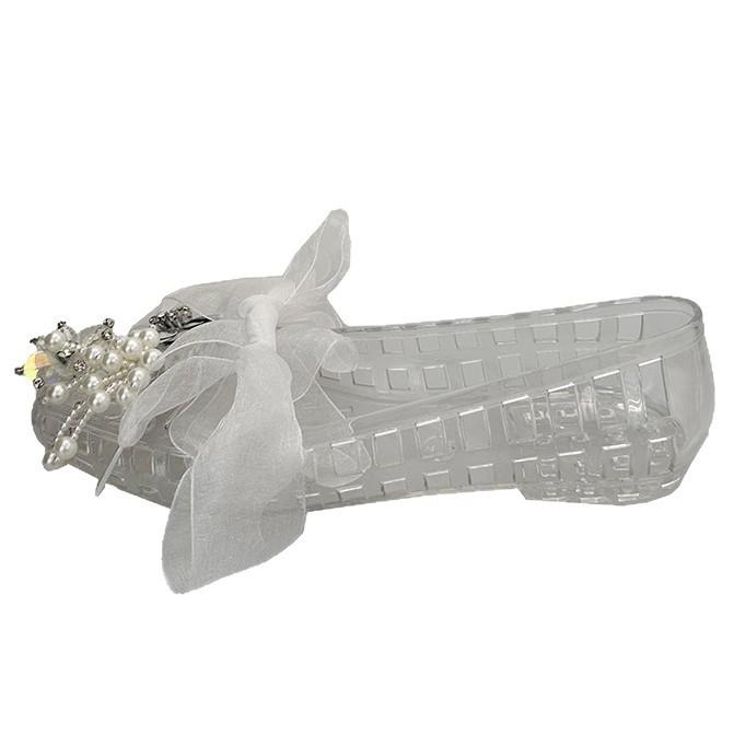 2025 South Korea's Popular Jelly Shoes Hollow Crystal Single Shoes Square Head Niche Transparent and Comfortable Flat-bottomed Fairy Hole Shoes