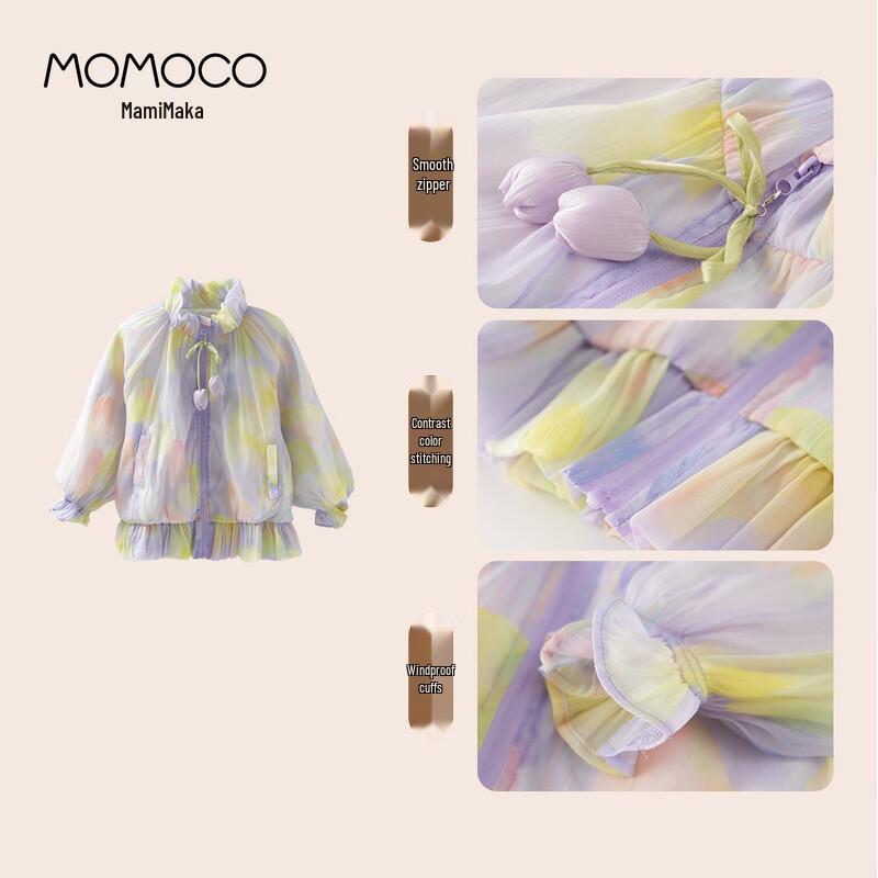 MOMOCO Girls' 2025 Autumn Full Print Jacket