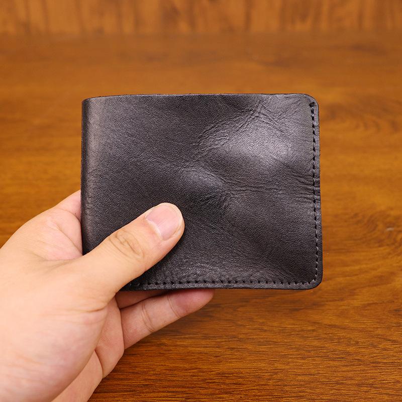 Кошелек из кожи растительного дубления в стиле ретро, многофункциональный женский кошелек чёрный