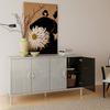 Armoire de rangement - MUVOE - 4 portes - MDF et pin - Couleur champagne - 152 cm de haut