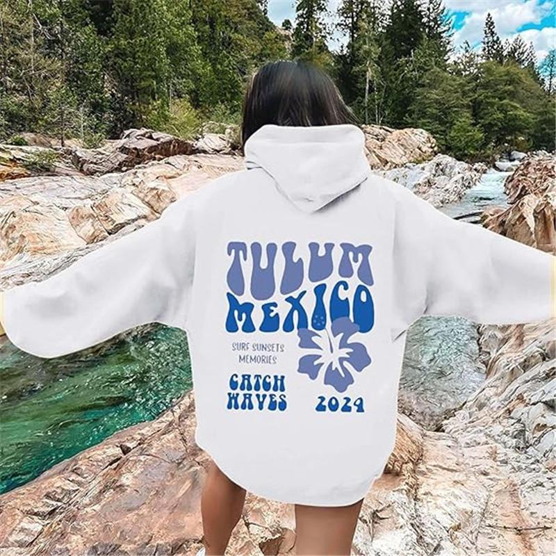 New S--5XL European Size Women's Shoulder Sleeves Threaded Cuffs Hem Sweater Hoodie Oversized Letter Printing