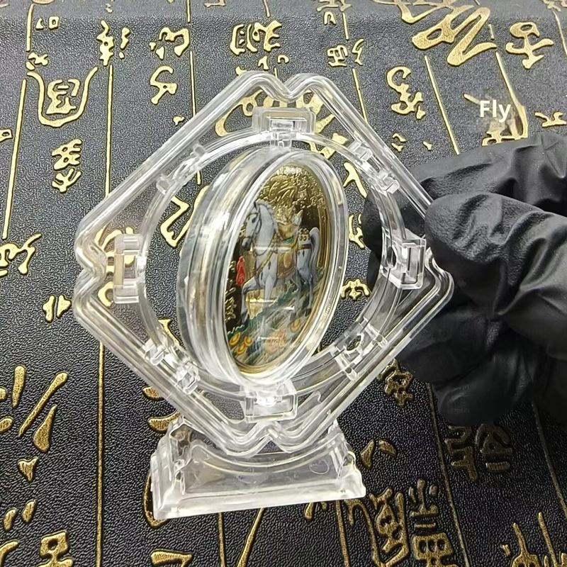 'Metal Year Of The Horse Commemorative Medal Zodiac Horse Souvenir Coin Square Rotating Home Decoration Gift