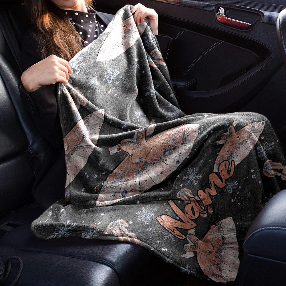 Custom Name Ballet Theme Printed Blanket - Perfect for Couch, Bed, Travel & Outdoor Use | Machine Washable, Cozy & Durable.