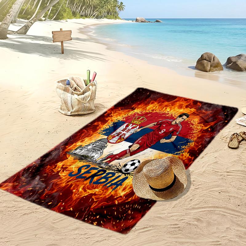 Asciugamano da Spiaggia Stampa Serbia Asciugatura Rapida Super Assorbente Morbido Asciugamano da Bagno per Nuoto Spiaggia Viaggio Souvenir Regalo