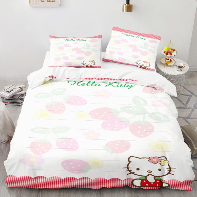 Sanrio Bedding Set Duvet Cover Hello Kitty Children'S Bedroom Decoration Quilt Cover Pillowcases Single Double Multiple Sizes