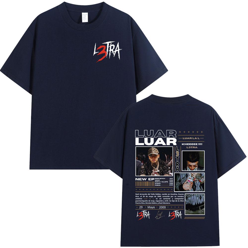 

2025 Summer Rapper Luar La L Music Album L3TRA Tshirt Mens Pure Cotton Hiphop Fashion Shortsleeved Retro Casual Street Top 4XL