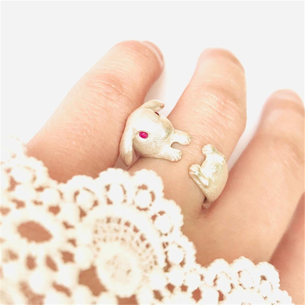 Easter Bunny Ring Alloy Adjustable Open Ring for Party Gift