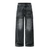 Mens Baggy Straight Leg Jeans Vintage Wash Distressed Punk Style Casual Denim Pants