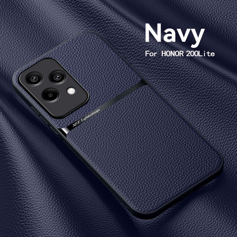 For Honor 200 Lite 5G Case With Metal Plate Magnetic Phone Case For Xonor Honer Honar 200Lite Honor200lite Leather Back Cover