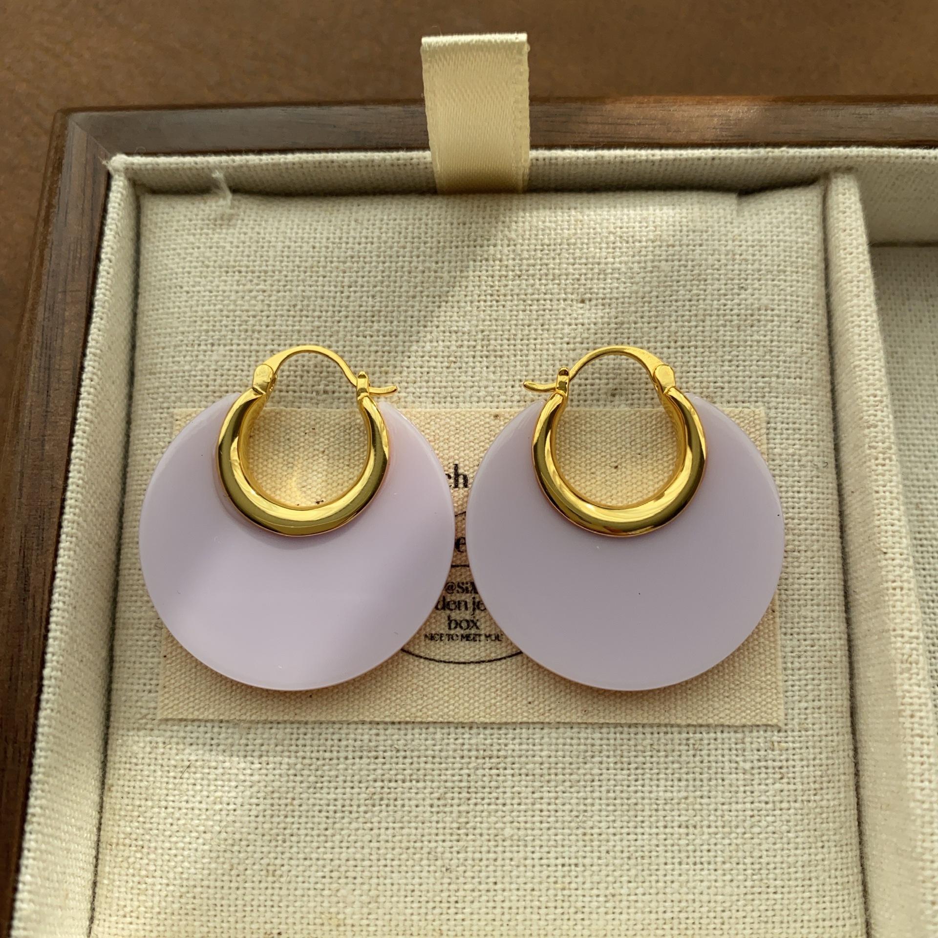 

Metal Ear Buckle Acetate Disc Earrings Earrings Resin Fresh Romantic Earrings