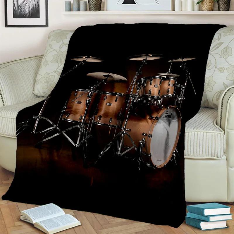 Music Instruments Drum Kit  Drum Set Blanket,Soft Throw Blanket for Home Bedroom Bed Sofa Picnic Travel Office Cover Blanket Kid
