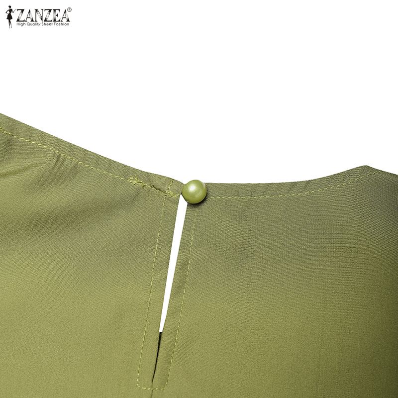 ZANZEA Women Casual Round Neck Long Sleeve Muslim Long Dress