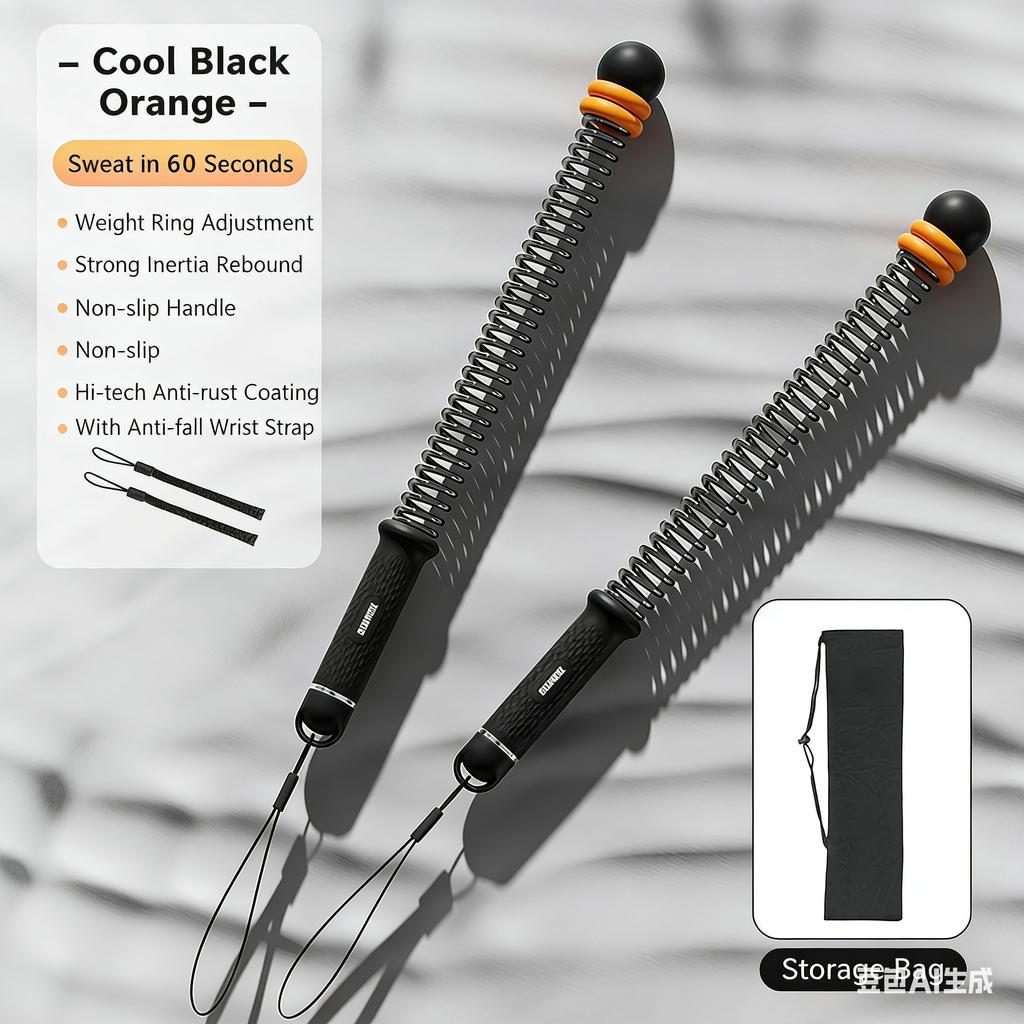 New Cordless Spring Battle Rope for Indoor Outdoor Fitness Training, Arm Muscle Exercise